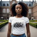 round-neck-tee-mockup-of-an-ai-generated-woman-posing-by-a-building-in-amsterdam-m32433